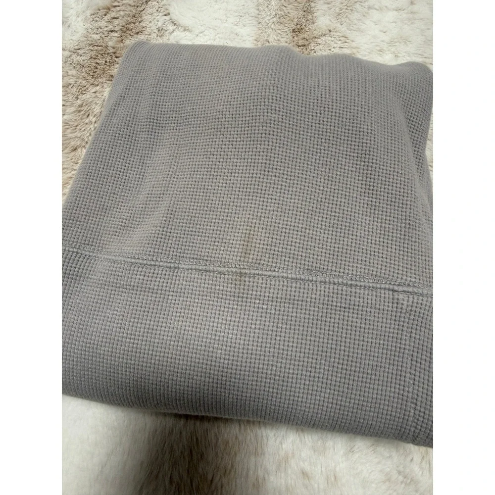 The North Face Waffle Knit Hoodie Mens M Gray Good Thermal Pullover 21x28